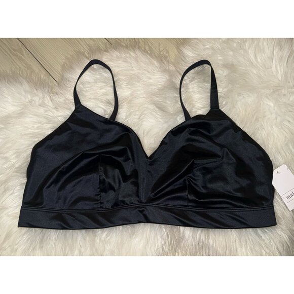 Auden Unlined Triangle Bralette Bra Satin WF Womens XXL 2XLarge Black New Nwt - Picture 2 of 7